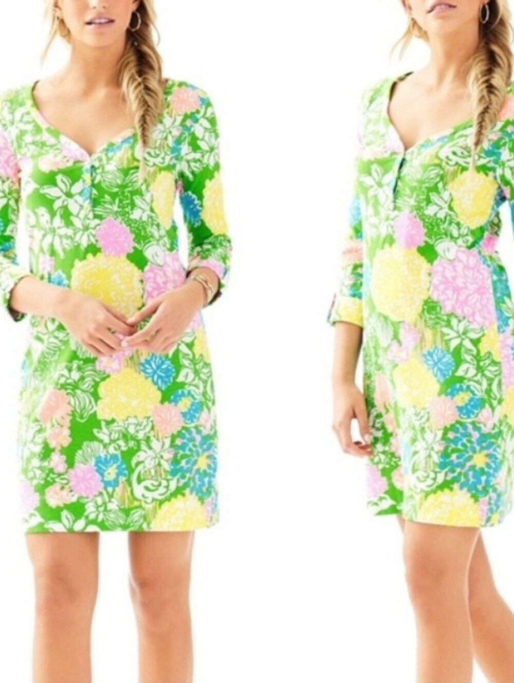 Lilly Pulitzer 100% Pima Cotton Palmetto Hibiscus Stroll Floral Dress Size L